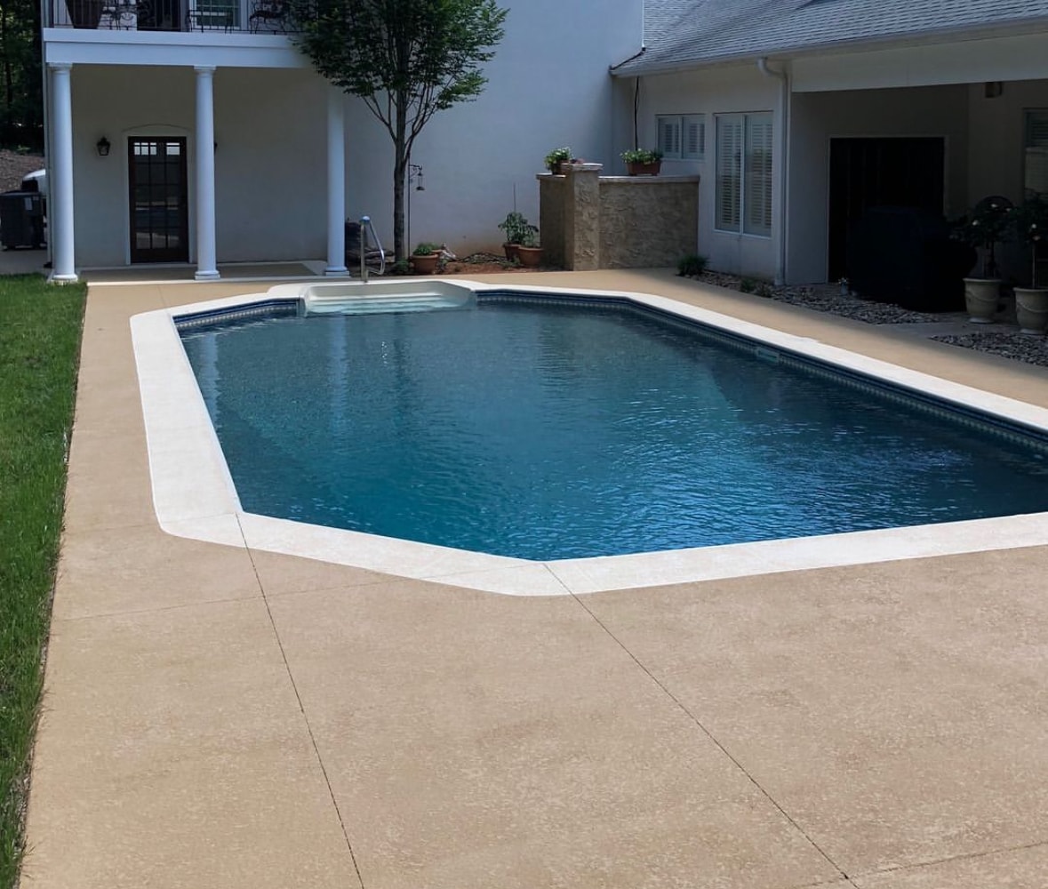Pool deck concrete work completed
